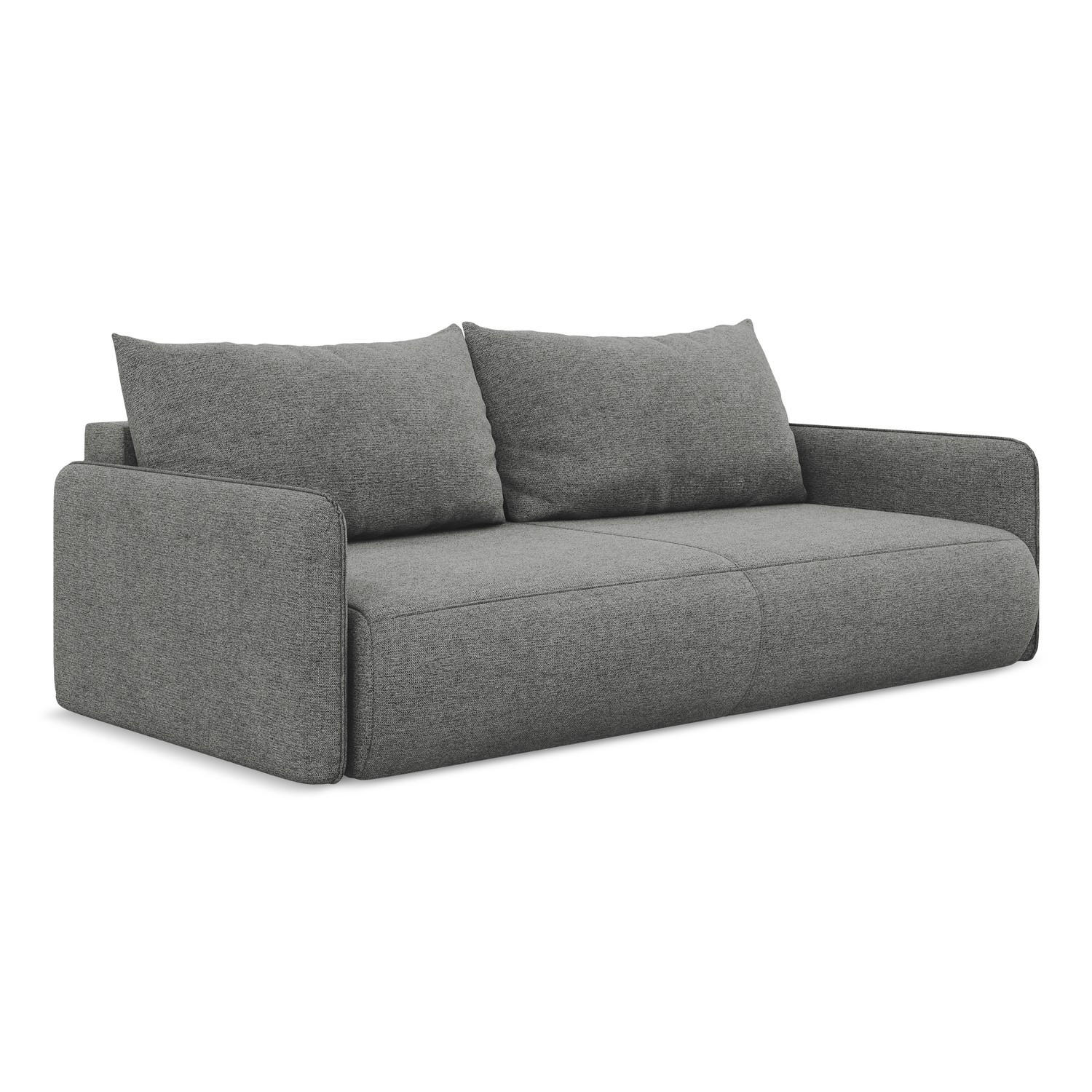 3-SITZER SOFA mit Schlaffunktion Chenille Stoff Grau - Schieferfarben/Schwarz, Kunststoff/Textil (216/86/105cm) - LaMiaSofa