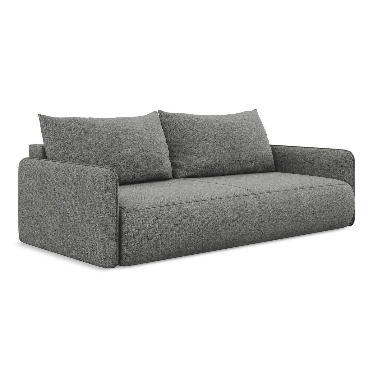 3-SITZER SOFA mit Schlaffunktion Chenille Stoff Grau - Schieferfarben/Schwarz, Kunststoff/Textil (216/86/105cm) - LaMiaSofa