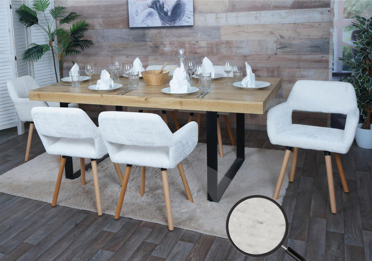 ESSZIMMERSTUHL Cremeweiß - Weiß, Textil (56/80/53cm) - MCW