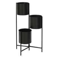 BLUMENTOPF 3 POTS Schwarz - Schwarz, Metall (22.5/75.5cm) - J-Line