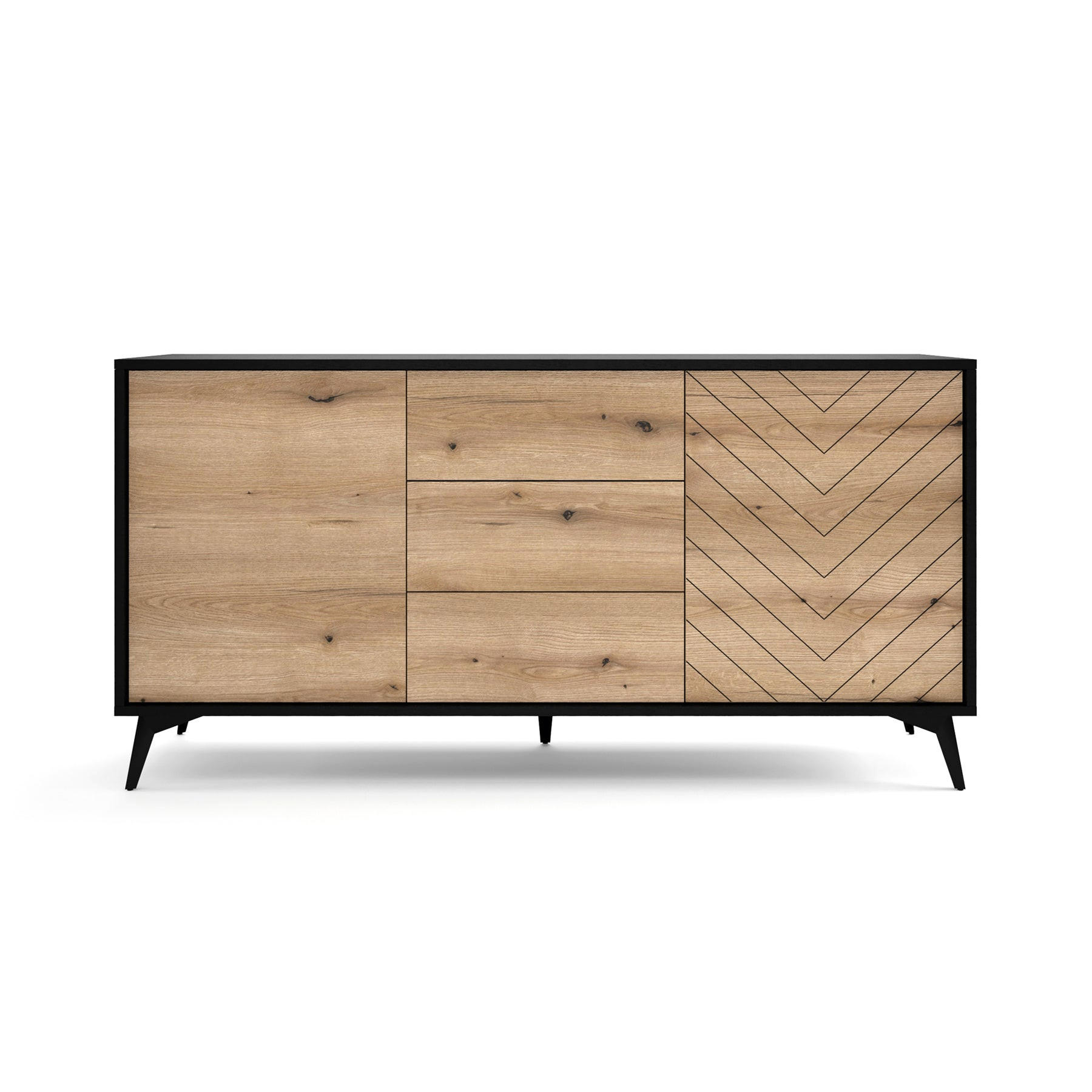 Selsey Sideboard Schwarz 154x77x39 cm