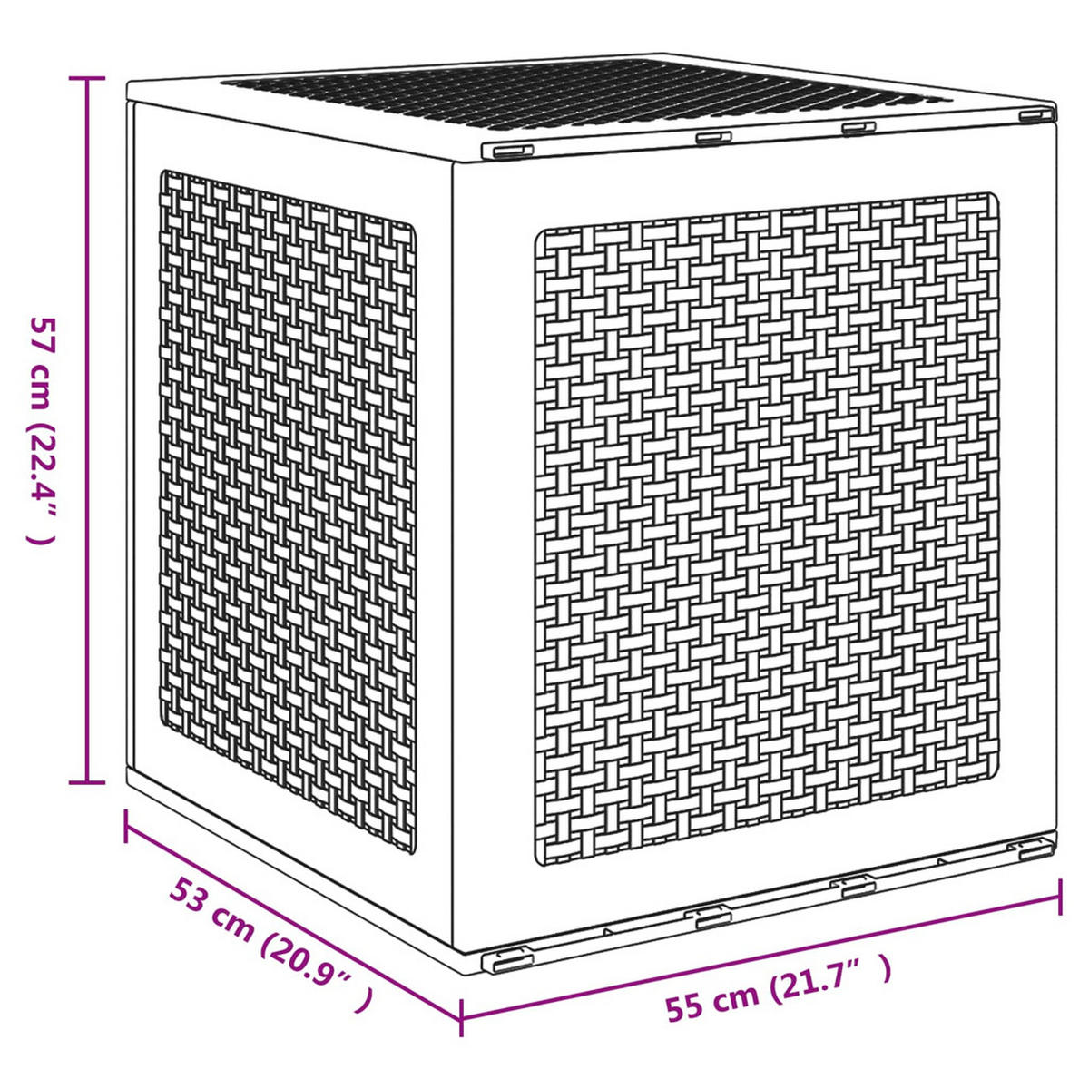 AUFBEWAHRUNGSBOX Mit Speicher Weiss 55/53/57 Cm Polypropylen - Weiß, Kunststoff (53/57/55cm) - vidaXL