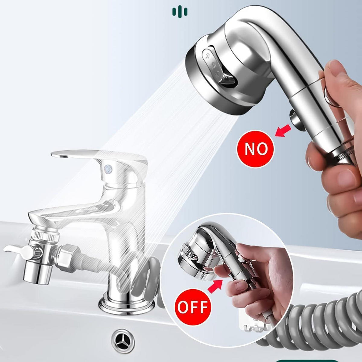 WASCHBECKEN-DUSCHKOPF-SET Silber 1,5 m Schlauch - Silberfarben, Metall (1/12.7/1cm)