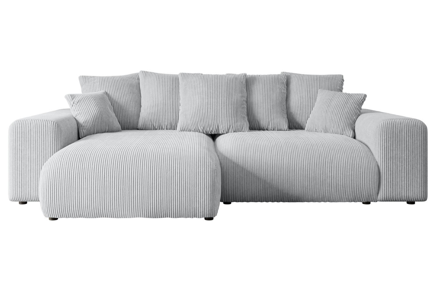 ECKSOFA mit Schlaffunktion und Bettkasten ESKAR-L 256x165x84cm Grau Cord - Schwarz/Grau, Holzwerkstoff/Kunststoff (256/165cm) - ALTDECOR