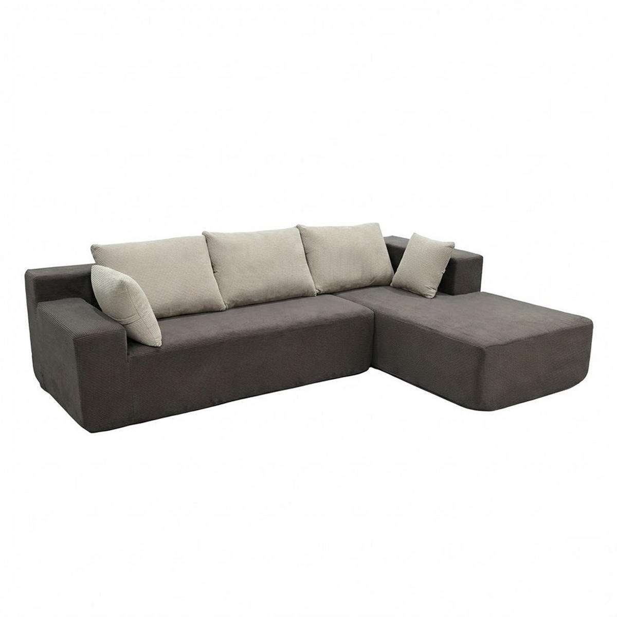 ECKSOFA Luna Braun Sand 3-Sitzer Rechts - Braun, Textil (267/175cm) - COCO Living