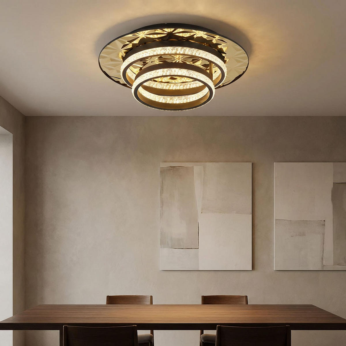 LED DECKENLEUCHTE Aluminium Gold Kristalloptik - Goldfarben, Metall (50.5/40/14cm) - Globo Lighting