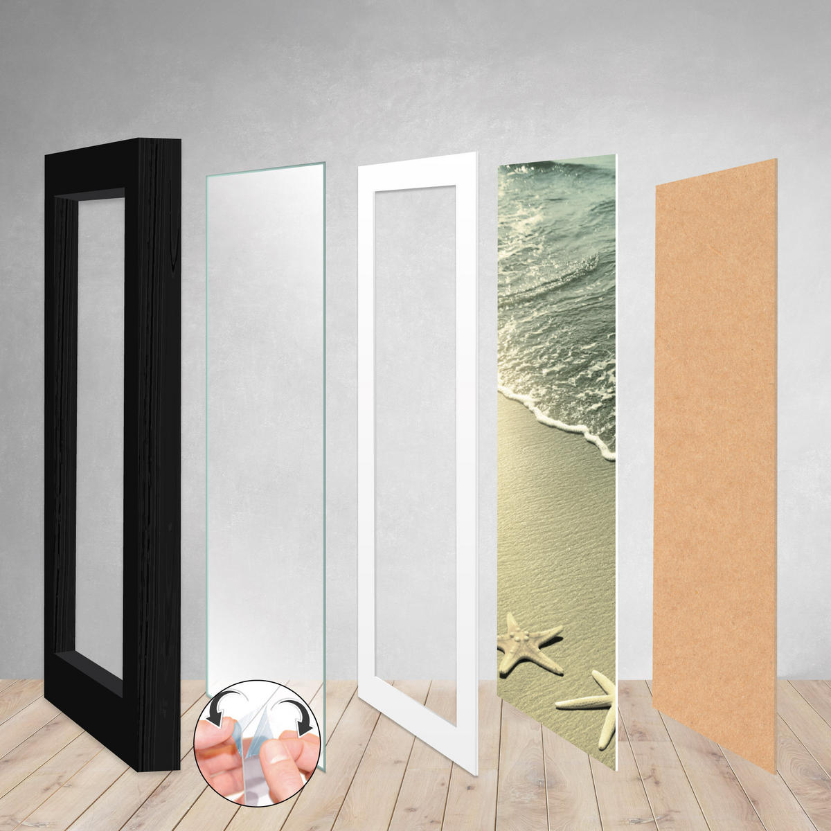 BILDERRAHMEN Ocean MDF Schwarz (12tlg) - Schwarz, Holzwerkstoff (24/21/24cm) - BoMoe