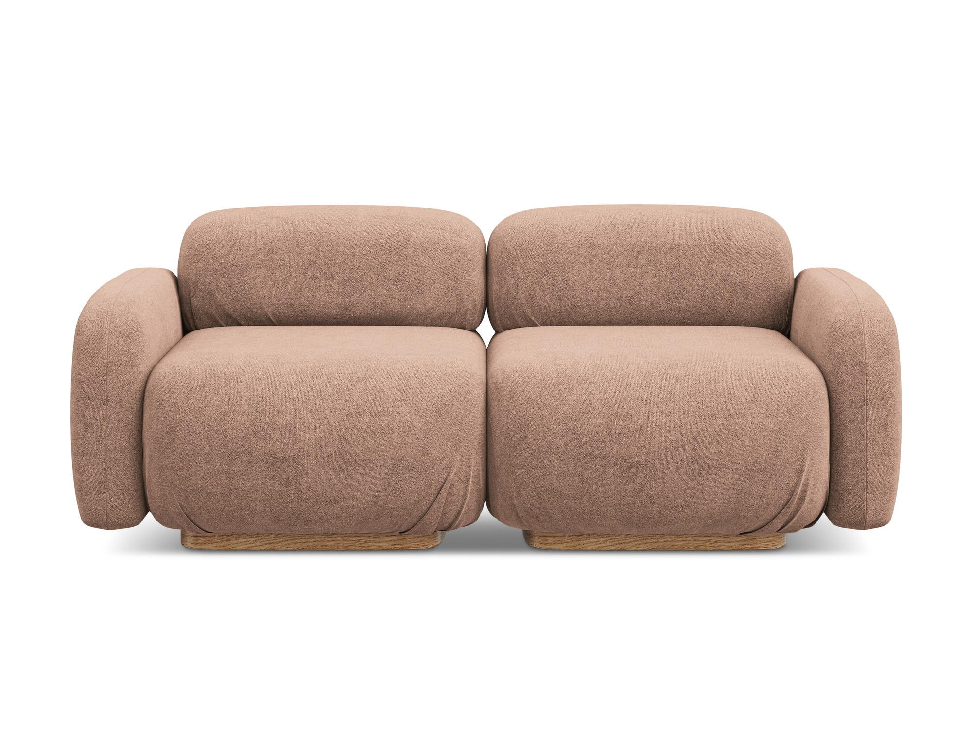 3-SITZER SOFA Bouclé Stoff Pink - Pink/Hellrosa, Holz/Textil (190/73/95cm) - Makamii