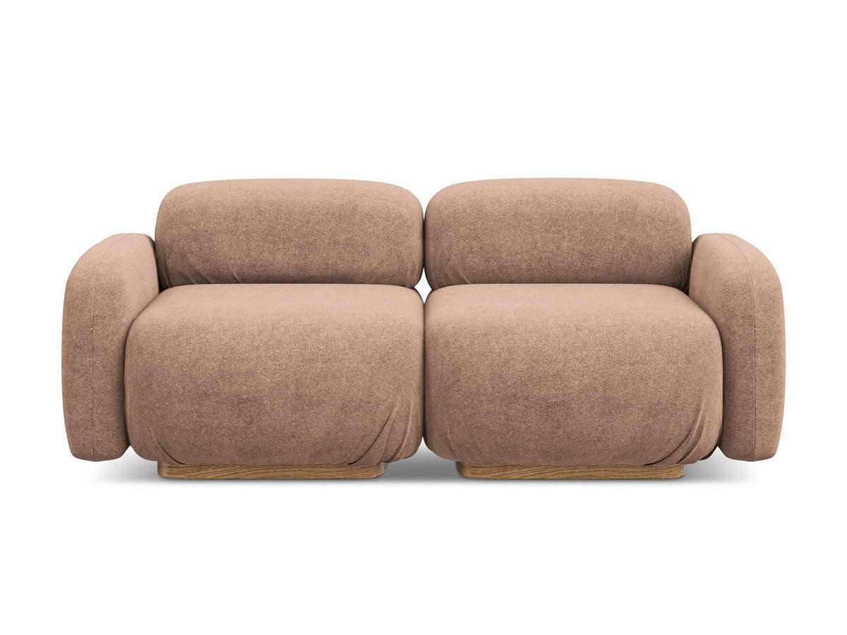 3-SITZER SOFA Bouclé Stoff Pink - Pink/Hellrosa, Holz/Textil (190/73/95cm) - Makamii
