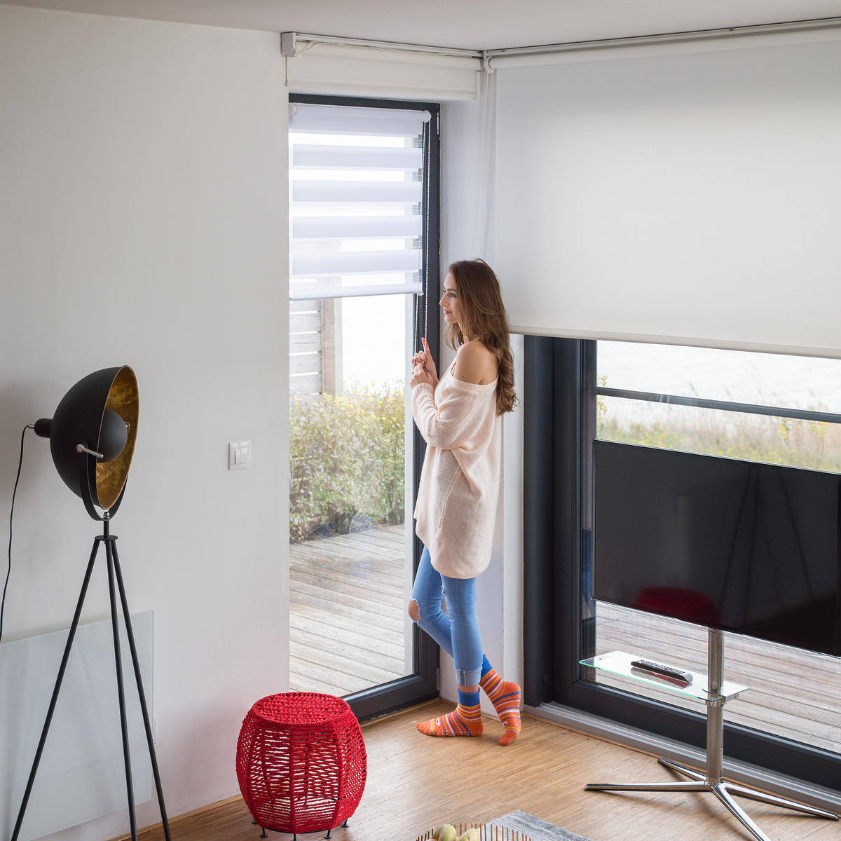 DOPPELROLLO Klemmfix - Multicolor, Kunststoff/Textil (69.5/156/6.5cm) - Relaxdays