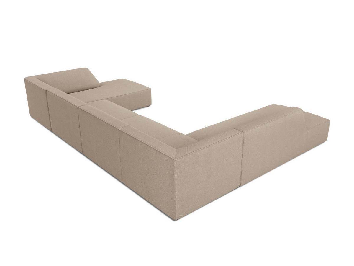 PANORAMASOFA links Ruby aus strukturiertem Stoff dunkelbeige 7 Sitzplätze - Taupe, Textil (273/69/366cm) - Micadoni