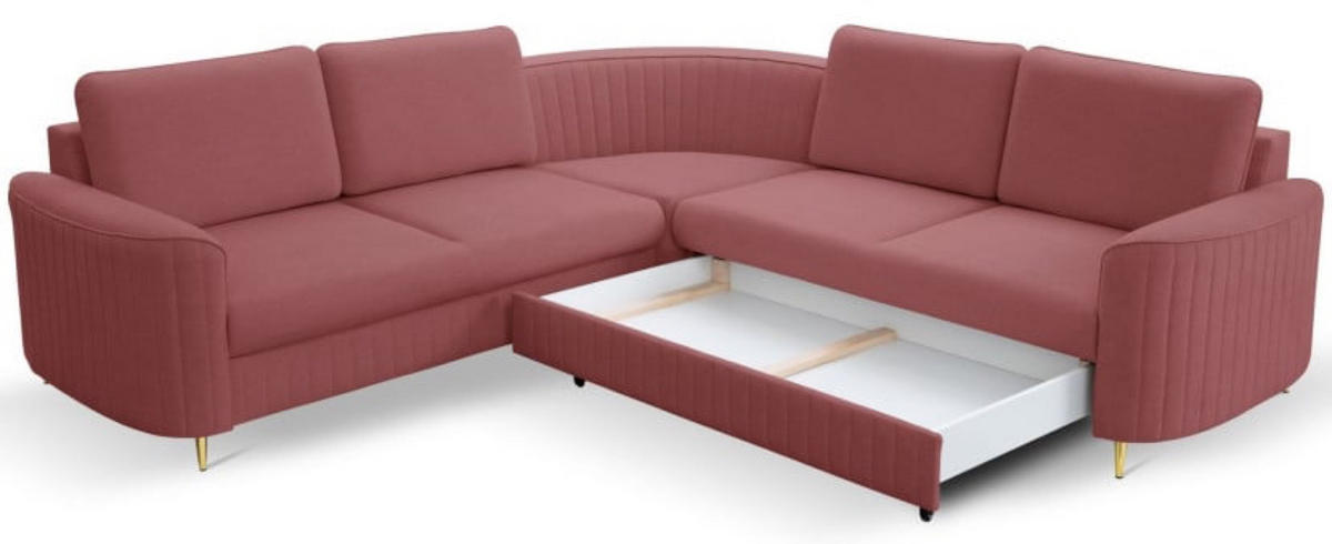 ECKSOFA Hell Bordeaux LOREN Mit Schlaffunktion Und Bettkasten - Rot, Textil (251/251cm) - Sepro Meble
