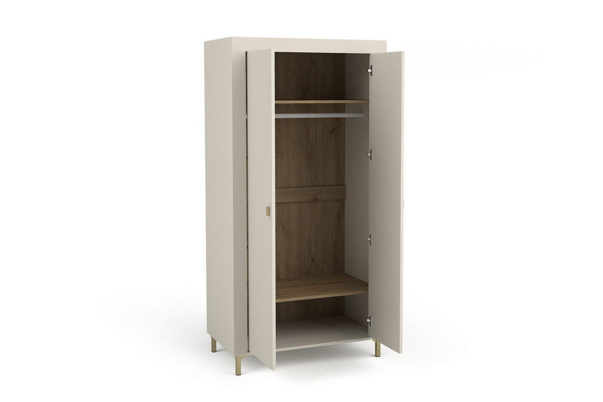 KLEIDERSCHRANK MONI 01 in Kaschmir / Eiche Whiskey matt 97/194/56 cm - Kaschmir, Holzwerkstoff (97/194/56cm) - Deine Möbel 24