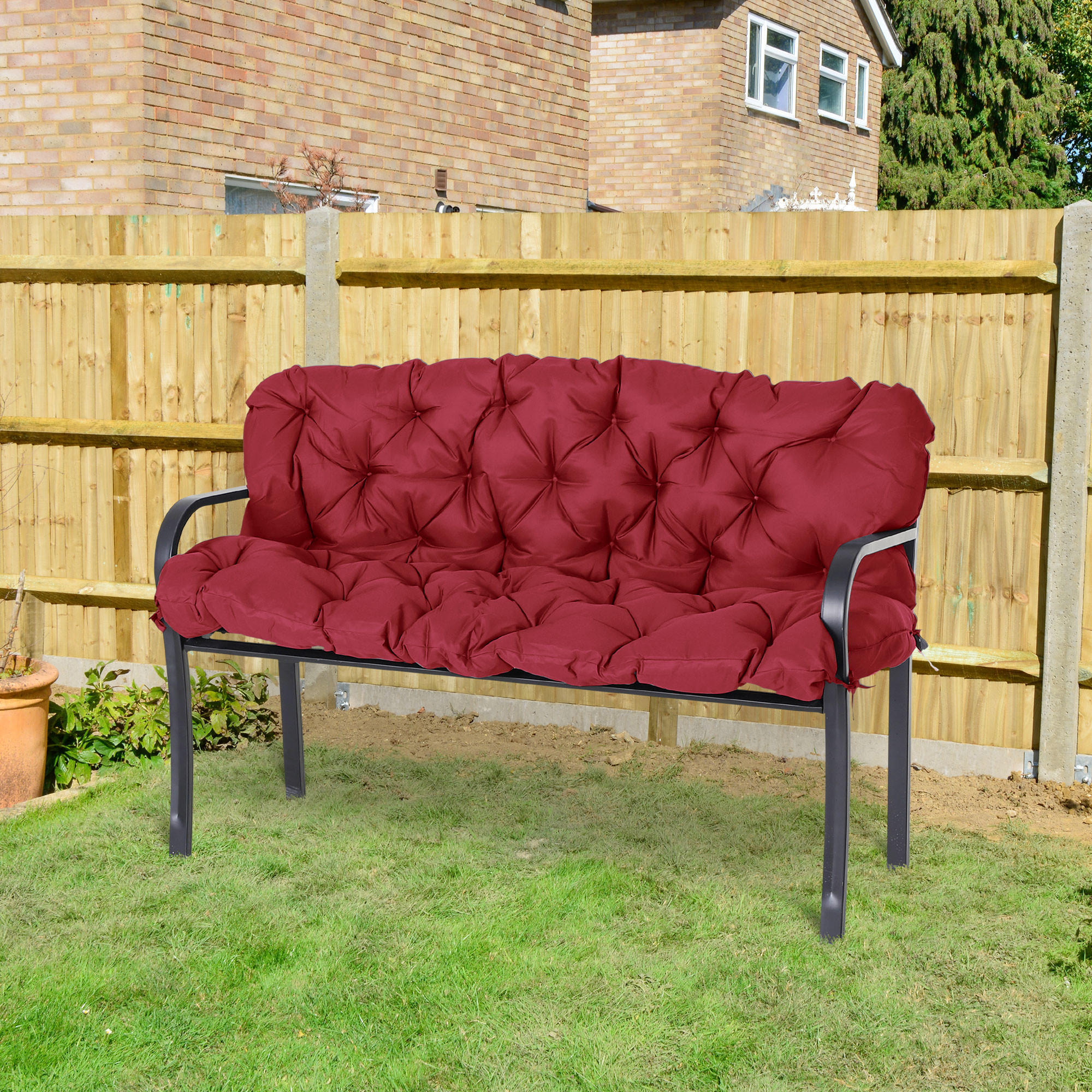 BANKAUFLAGE 3 Sitzer 150 x 98 x 8 cm - Rot, Kunststoff (150/8/98cm) - Outsunny