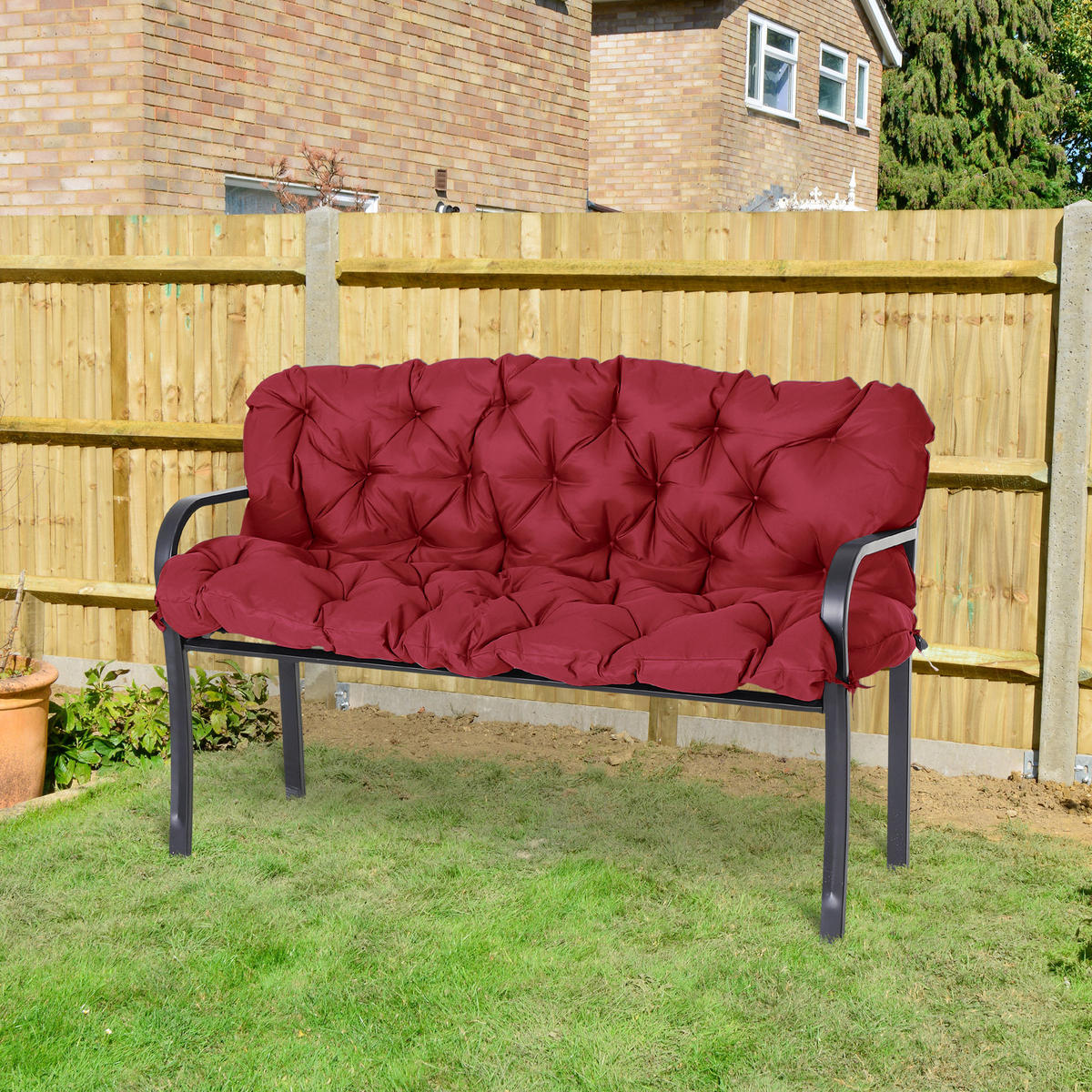 BANKAUFLAGE 3 Sitzer 150 x 98 x 8 cm - Rot, Kunststoff (150/8/98cm) - Outsunny