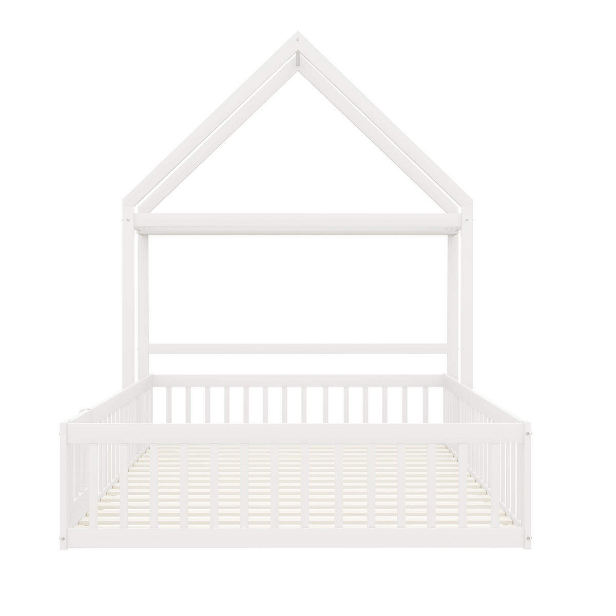 KINDERBETT 140x200 Massivholz Stauraum Schutzgitter Weiß - Weiß, Holzwerkstoff - FLIEKS