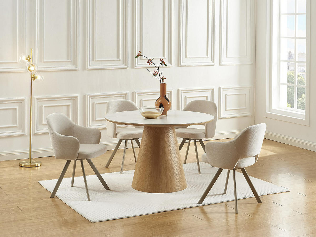 STUHL - 57 cm x 60 cm - Stoff - Cremefarben RASEMA - Creme, Textil (57/82.5/60cm) - Vente-Unique