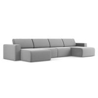WOHNLANDSCHAFT Samt Stoff Grau - Creme/Schwarz, Kunststoff/Textil (404/80/167cm) - Makamii