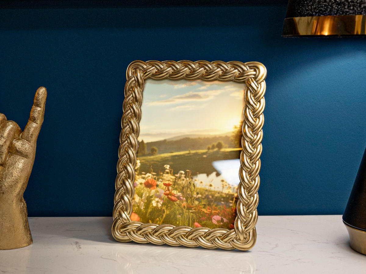 RAHMEN Oval Stuckatur 25/30 cm - Goldfarben, Kunststoff (19/24.5/2cm) - Mauro Ferretti