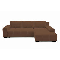 ECKSOFA Ovia mit Bettkasten und Schlaffunktion, Bouclé-Stoff in L-Form - Braun, Textil (270/185cm)