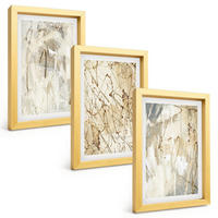 BILDER SET 3er Set - 20x30 cm Goldrahmen - Abstrakte Muster in Beige und Grau - Goldfarben, Kunststoff (20/30cm) - TULUP