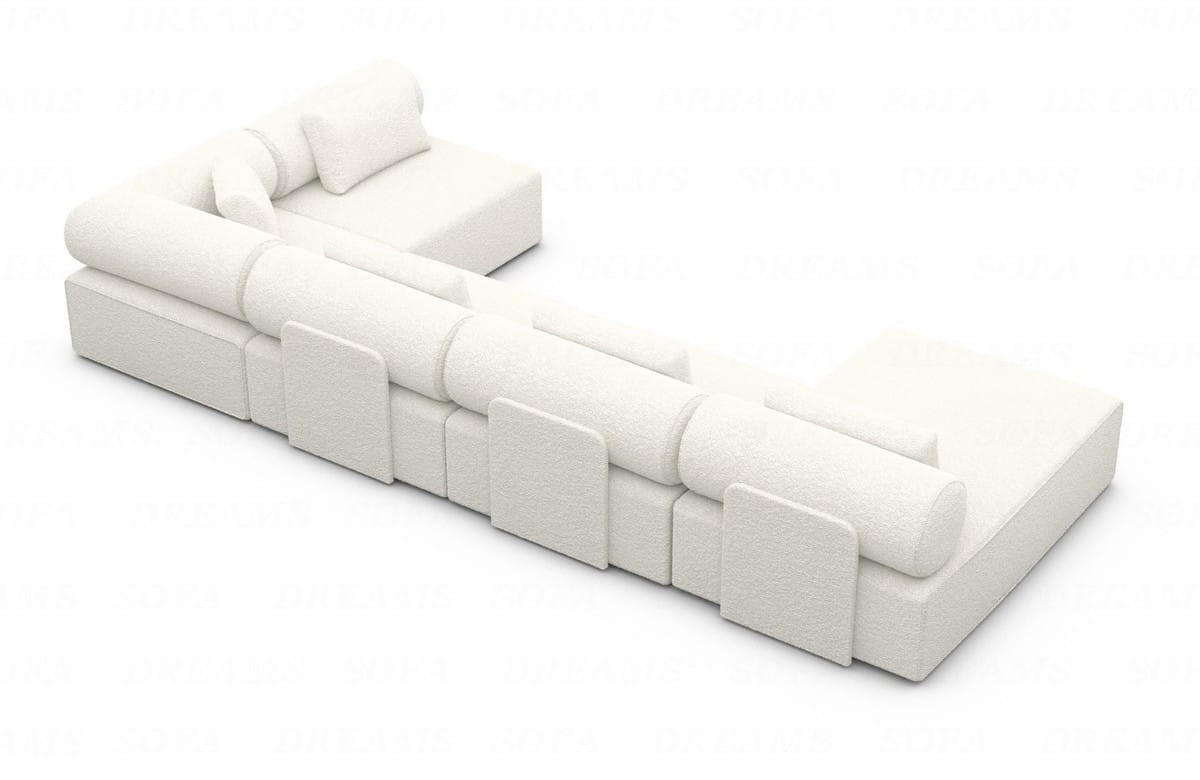 WOHNLANDSCHAFT Cipriani Weiß Boucléstoff - Weiß, Kunststoff (400/77/200cm)