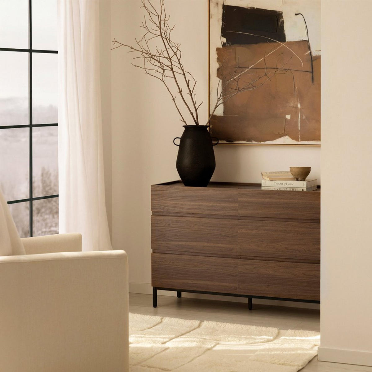 SCHUBLADENKOMMODE DOPPELTE Peyton Walnuss 120 cm x 80 cm - Walnussfarben, Holzwerkstoff (120/80/40cm) - Klast Home