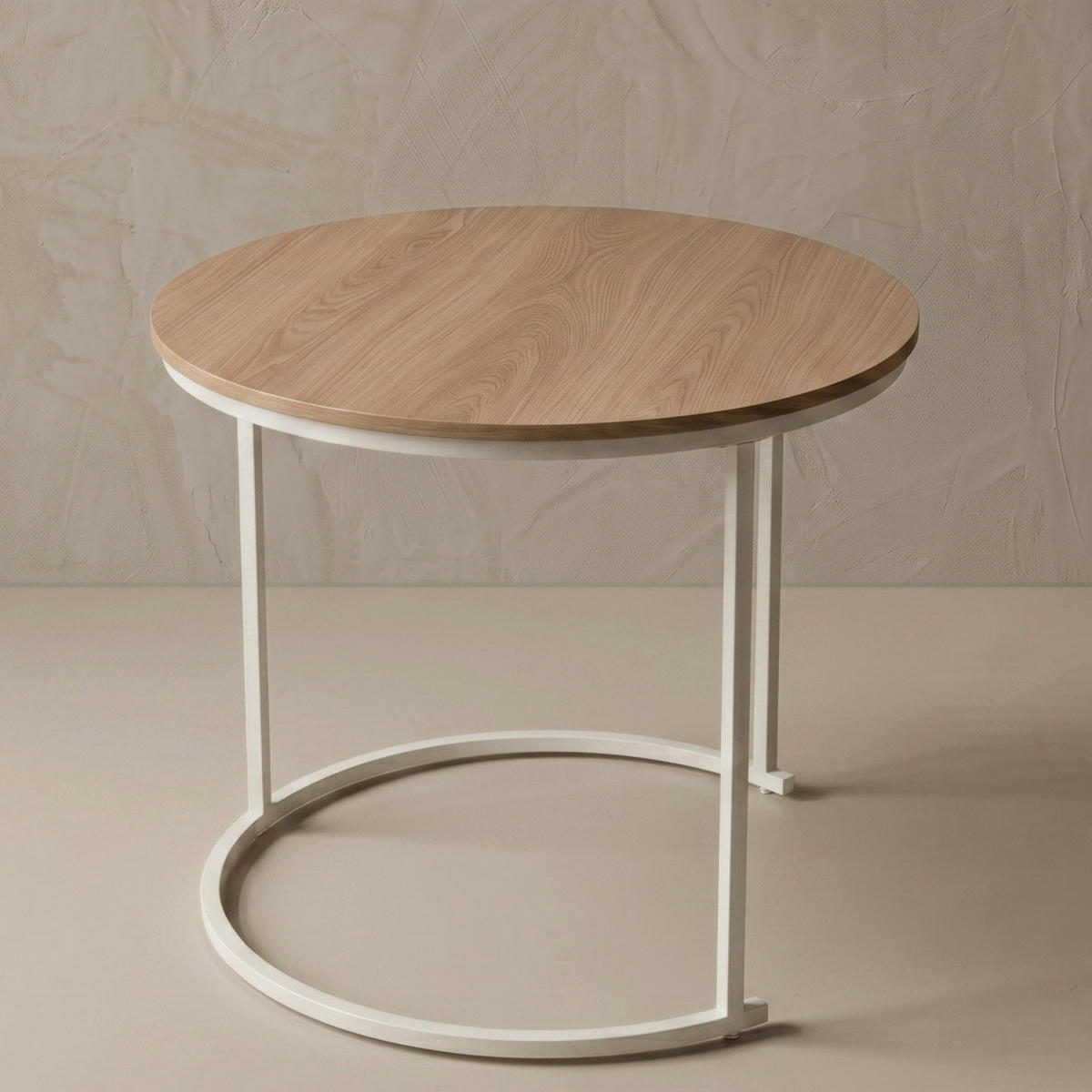 COUCHTISCH 2er-Set rund Weiß, Braun - Braun, Metall (60/60/50cm) - SCENA LIVING