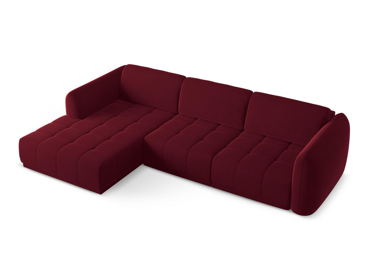 ECKSOFA Links Samt Stoff Rot - Bordeaux/Rot, Kunststoff/Textil (170/290cm) - Makamii