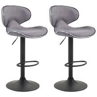 BARHOCKER 2er Set Stoff hellgrau - Hellgrau/Schwarz, Textil/Metall (46/88/49cm) - CLP