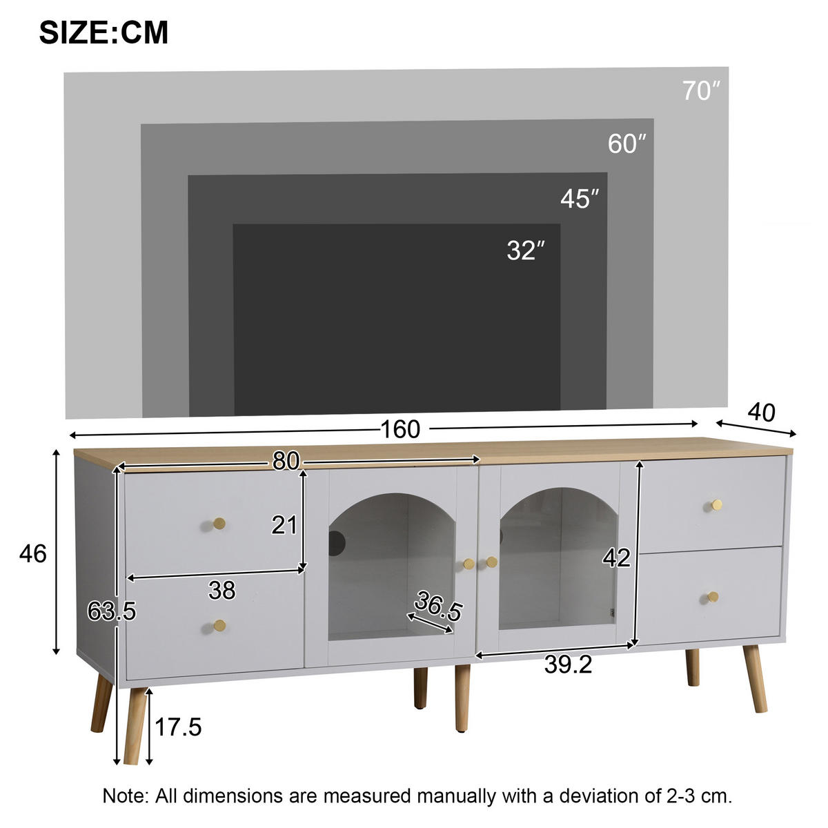 TV-SCHRANK White 40/160/63.5 cm - Weiß, Holz (160/63.5/40cm) - Urban Meuble