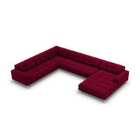 PANORAMASOFA links Mamaia aus Samt rot 7 Sitzplätze - Rot, Textil (256/75/327cm) - Micadoni