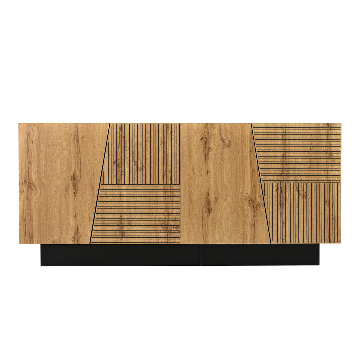 SIDEBOARD 160cm in Schwarz & Eiche-Optik - Walnussfarben, Holzwerkstoff (160/72/40cm) - Urban Meuble