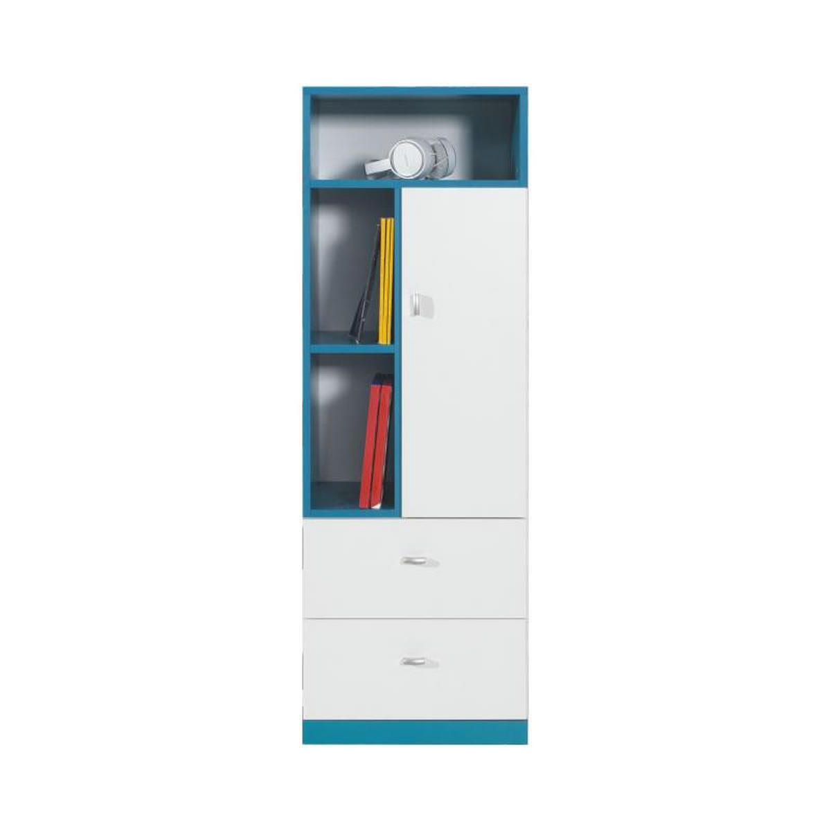 SCHLAFZIMMER Set 8-tlg. – MOBI System – Weiß / Blau - Weiß, Holzwerkstoff (80/195/50cm) - hi-markt