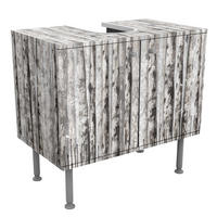 WASCHBECKENUNTERSCHRANK Malerischer Birkenwald 60/55/35 cm - Schwarz, Holzwerkstoff (60/55/35cm) - Bilderwelten