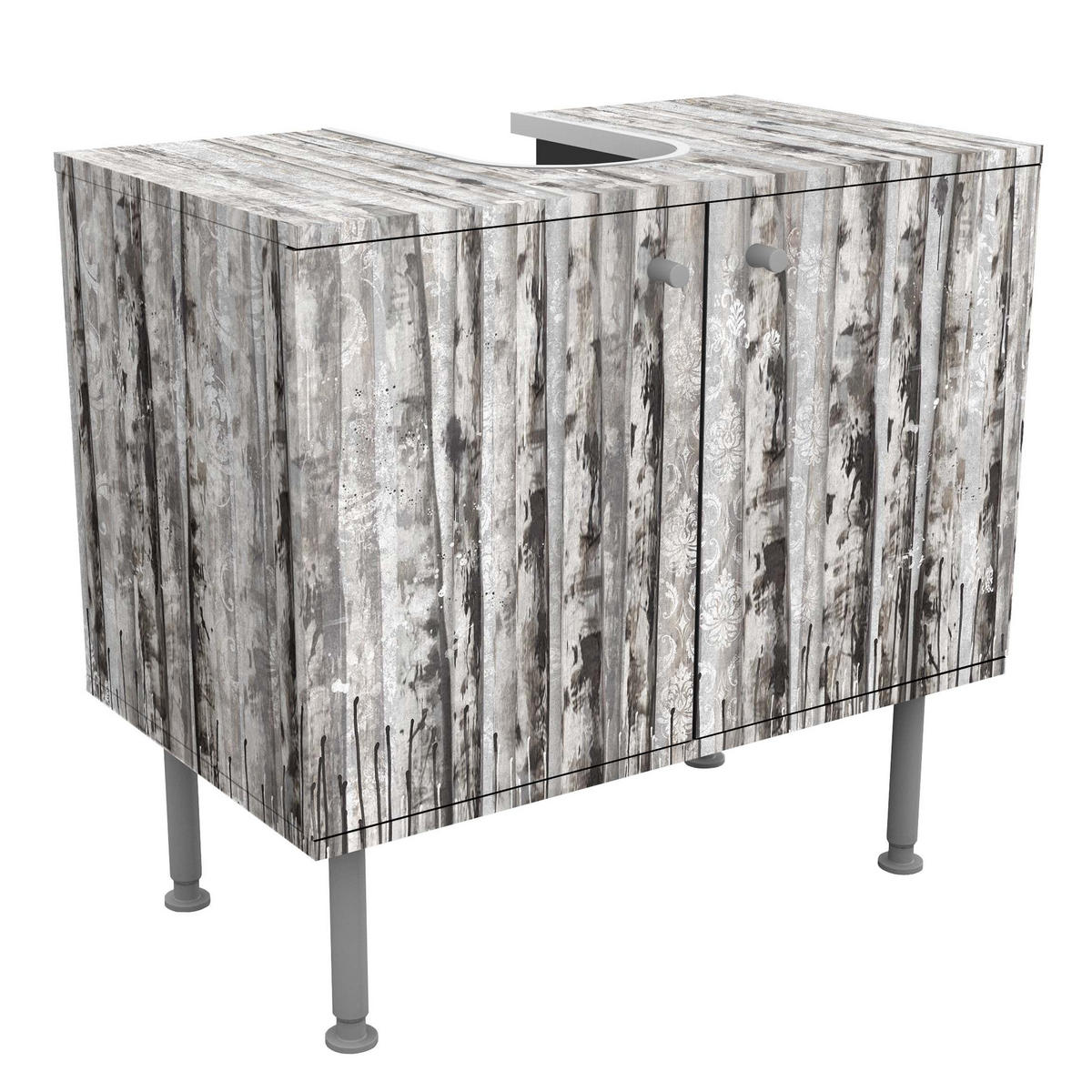 WASCHBECKENUNTERSCHRANK Malerischer Birkenwald 60/55/35 cm - Schwarz, Holzwerkstoff (60/55/35cm) - Bilderwelten