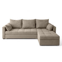 ECKSOFA Universelle L Form Elif Hellbraun 220/140/85 cm stilvolle mit Schlaffunktion - Hellbraun/Silberfarben, Kunststoff/Textil (220/140cm) - AX Living