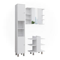BADMÖBEL-SET Fynn Weiß 3 Teile, mit Hochschrank - Weiß, Holzwerkstoff (79.6/190/36.6cm) - Vicco