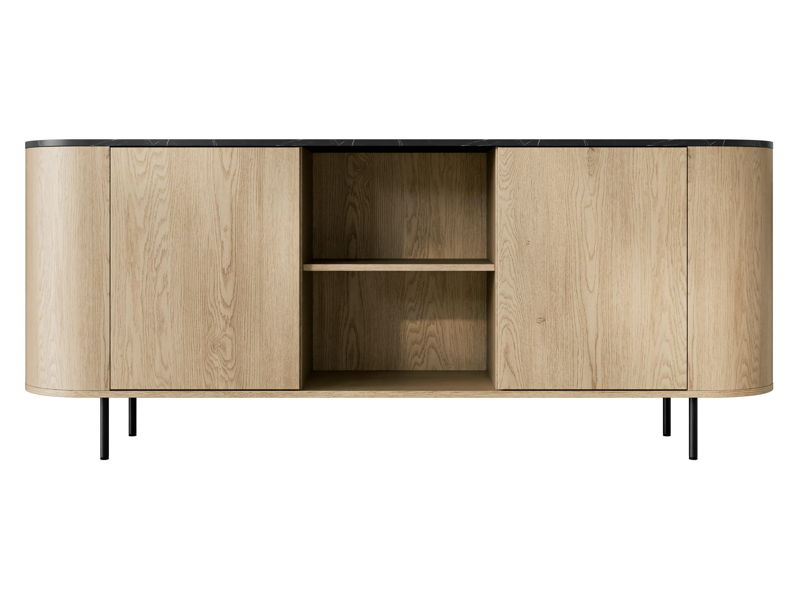 KOMMODE Lygrint 180 2D - Eichefarben/Schwarz, Holzwerkstoff/Metall (184/75/40cm) - MIRJAN24