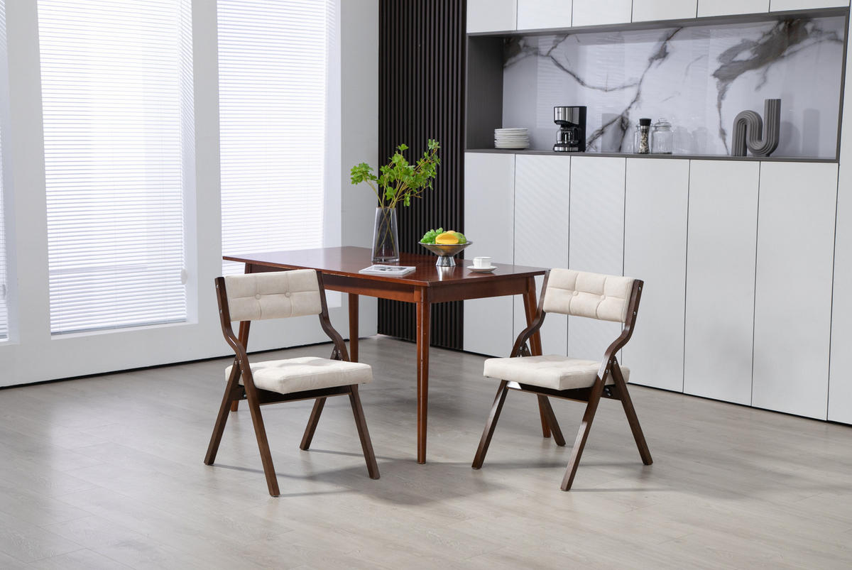 FALTSTUHL 2er-Set Creme mit gepolstertem Sitz und Rückenlehne - Creme, Holz (48/77/61cm) - MIVRAY