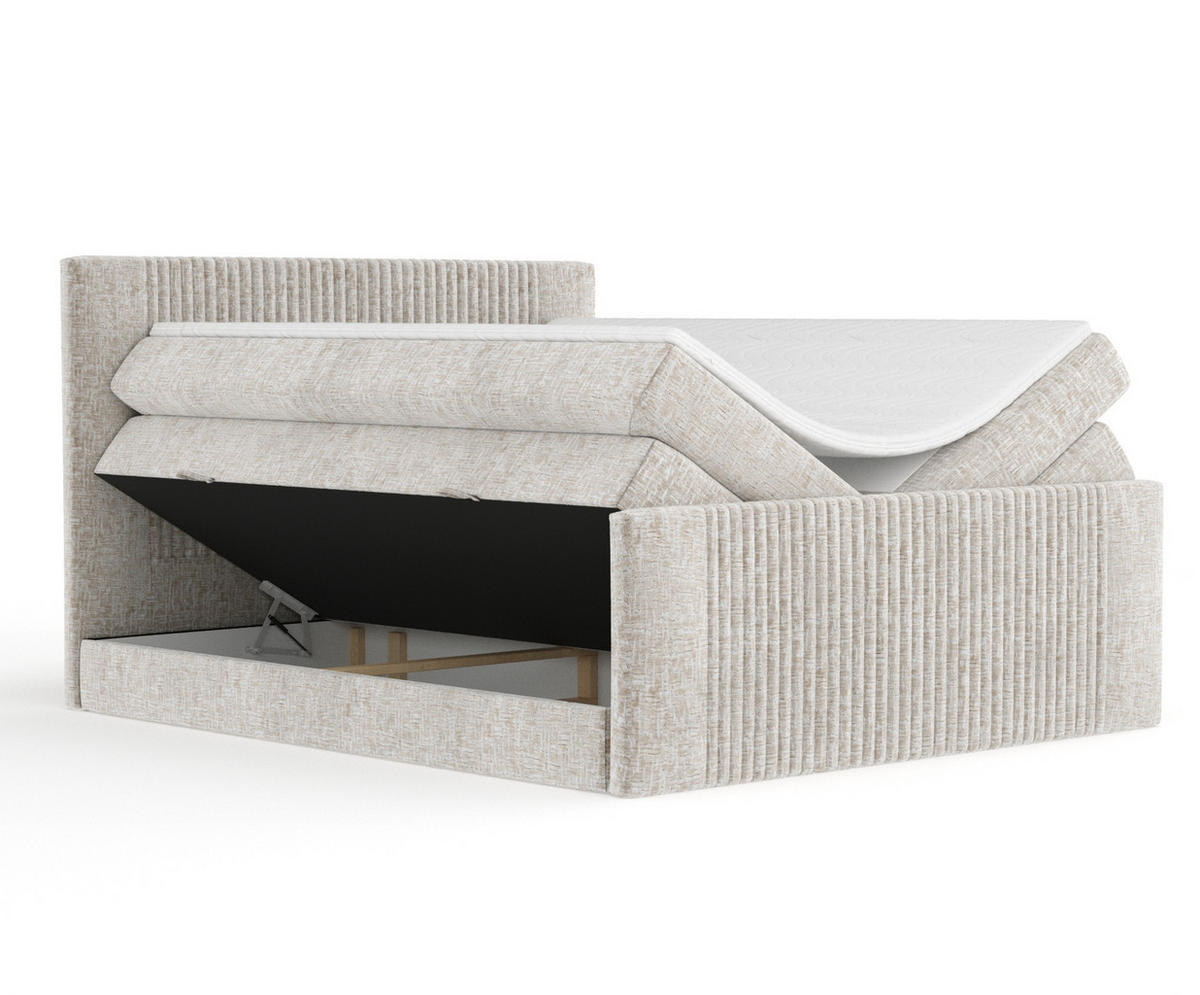 BOXSPRINGBETT Bergamo Beige 160/200 cm - Beige/Schwarz, Holz/Holzwerkstoff (160/200cm) - Maison de Reve