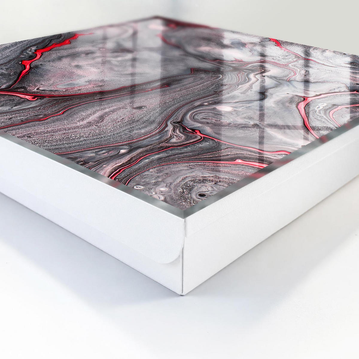 SCHLÜSSELBOX Weiß 30x30 cm – Türöffnung nach rechts - Ausdrucksstarke Abstraktion - Grau, Metall (30/30/5cm) - TULUP
