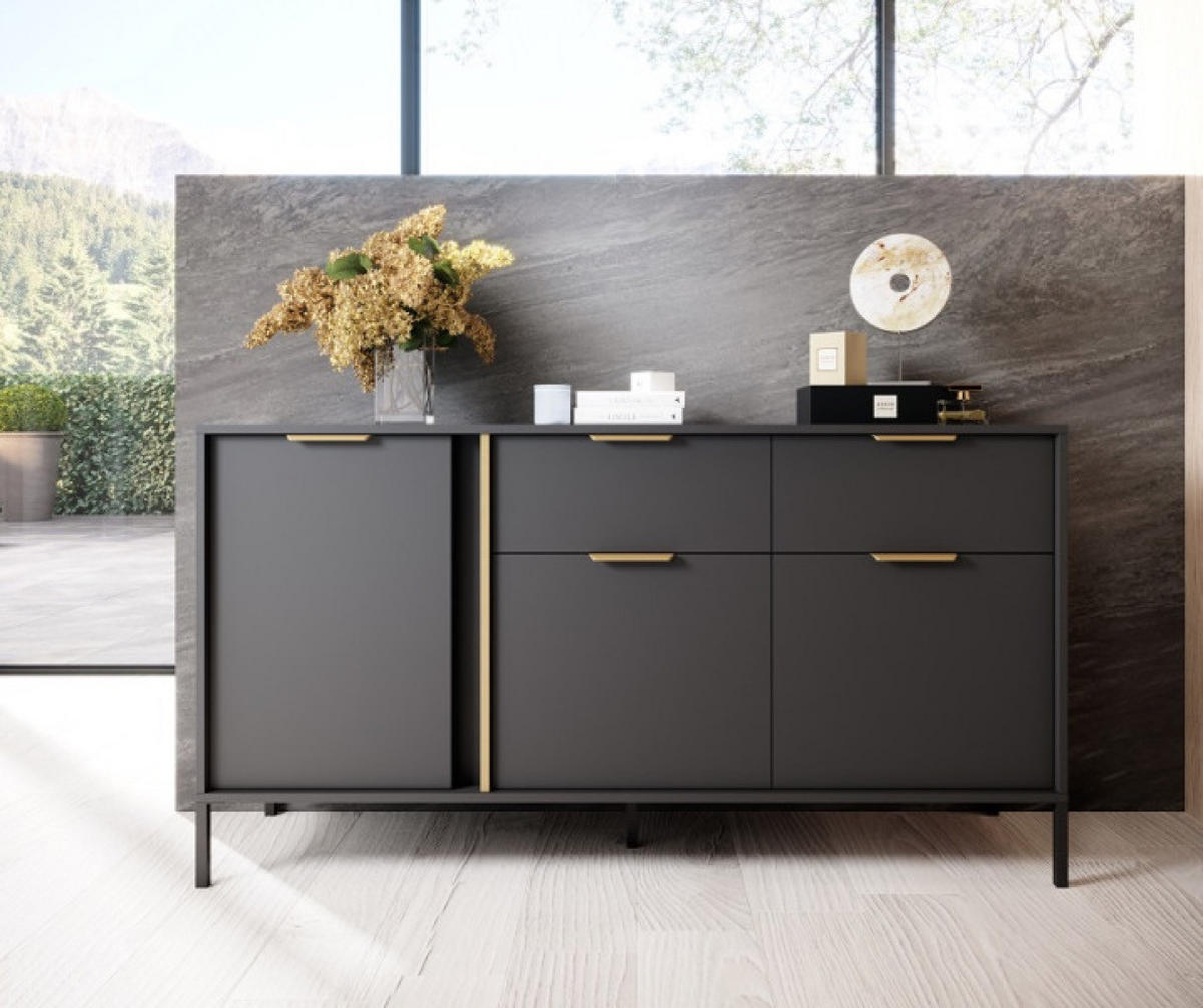 SIDEBOARD Anthrazit LARYSA B - Graphitfarben, Holzwerkstoff (153.1/81.4/39.5cm) - Sepro Meble