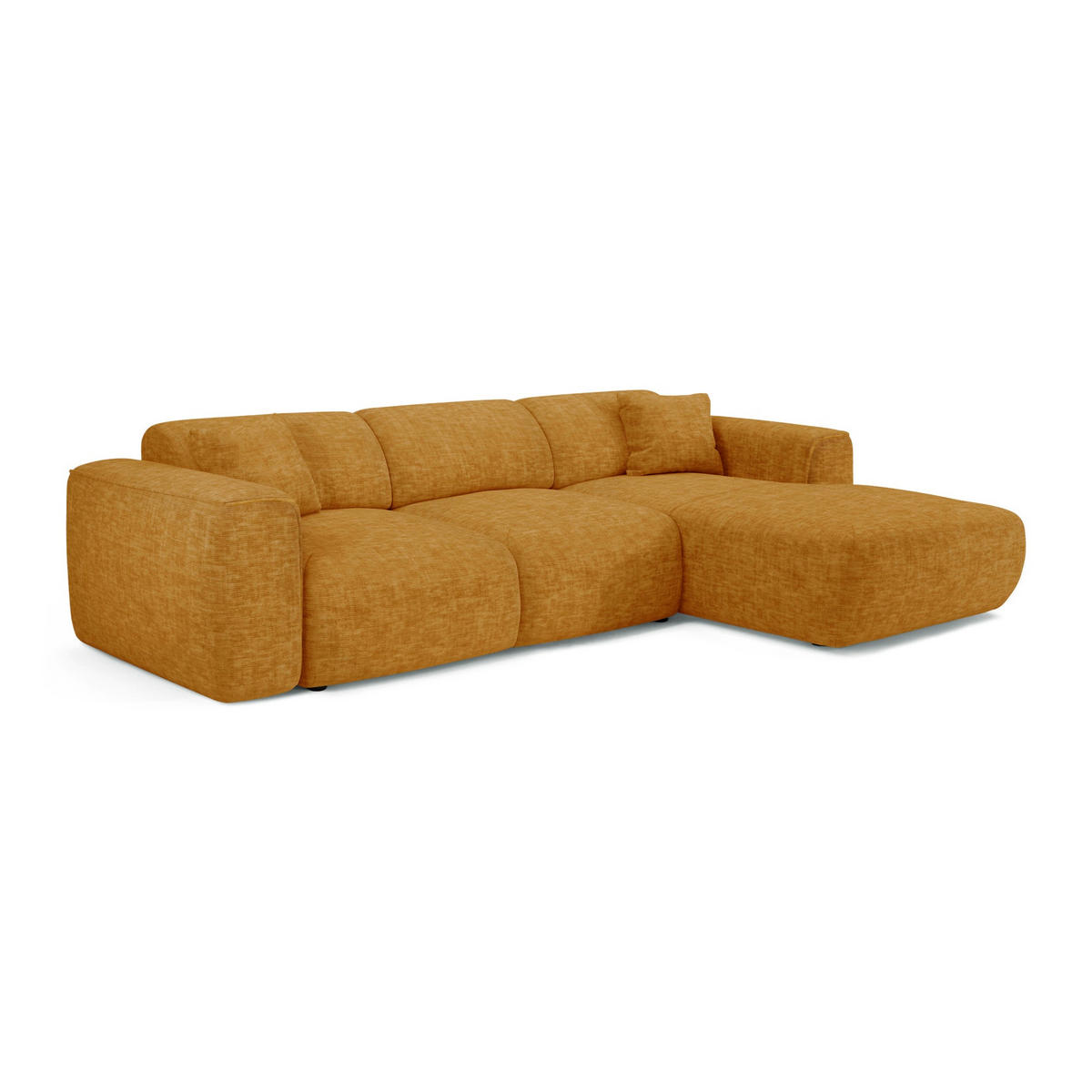 ECKSCHLAFSOFA Texturierter Samt Senf 283cm - Dunkelgelb, Textil (283/180cm) - Sia Home
