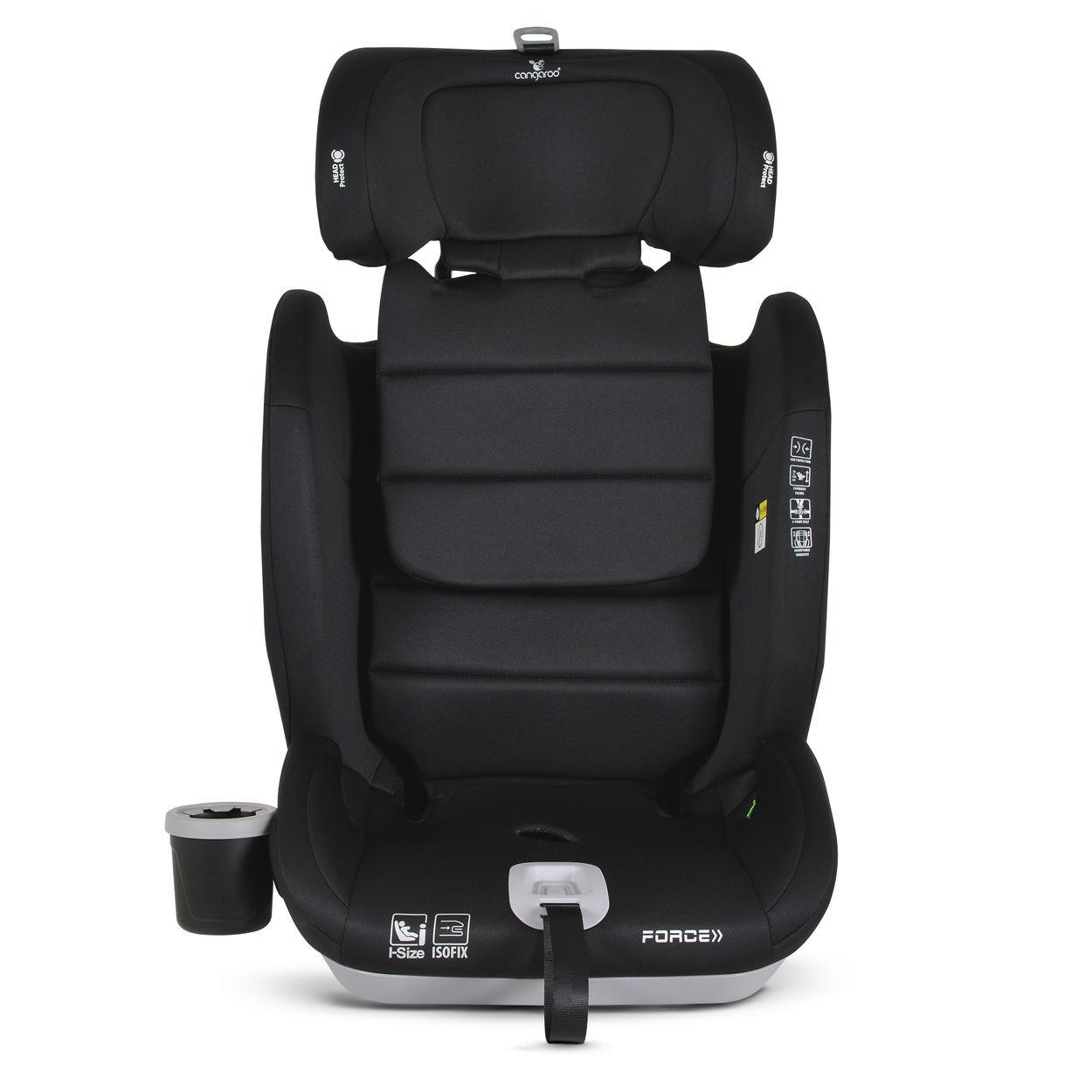 KINDERSITZ Force i-Size (76-150cm) schwarz Isofix, Getränkehalter, Top Tether - Schwarz, Kunststoff (44/57/46cm) - Cangaroo