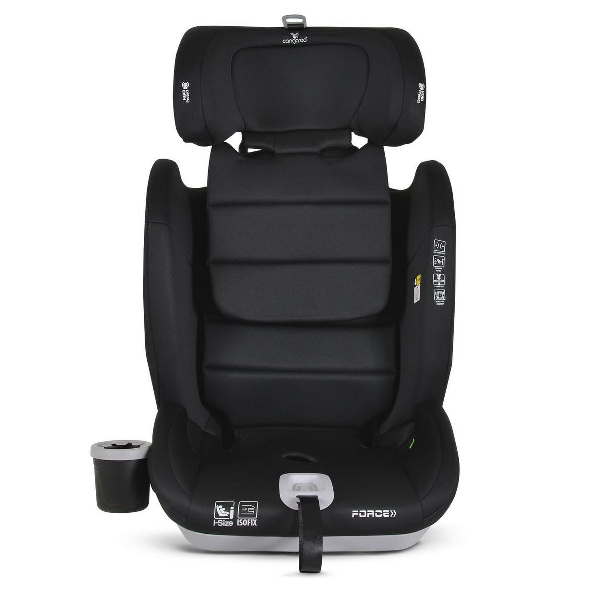 KINDERSITZ Force i-Size (76-150cm) schwarz Isofix, Getränkehalter, Top Tether - Schwarz, Kunststoff (44/57/46cm) - Cangaroo