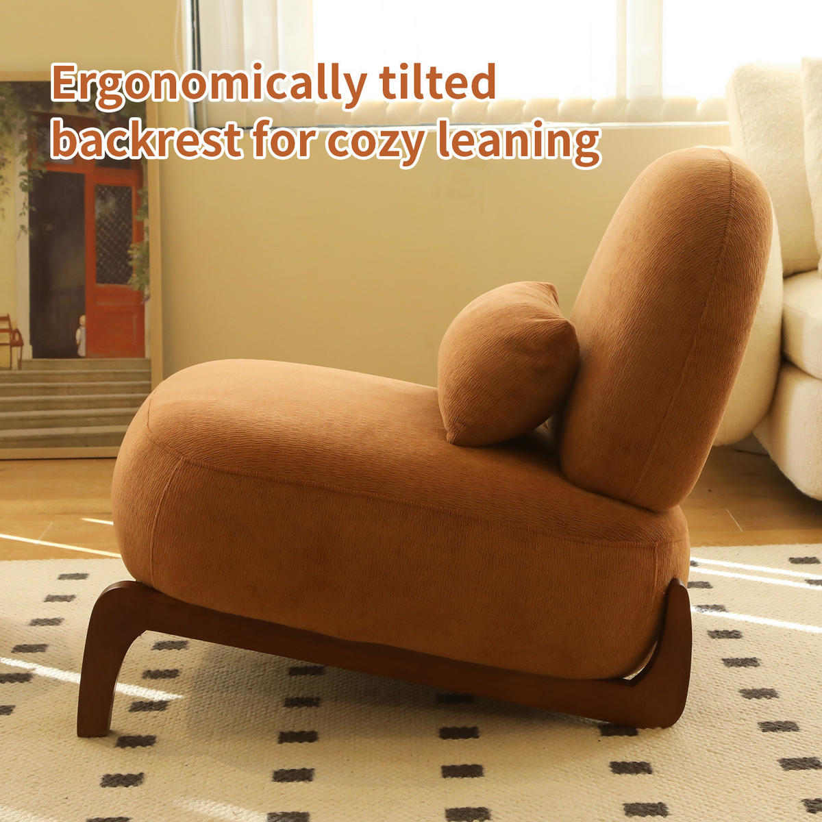 SESSEL Samt Karamell Ohne Armlehnen Massivholzbeine - Cognac, Textil (86.9/69.9/72.1cm) - Urban Meuble