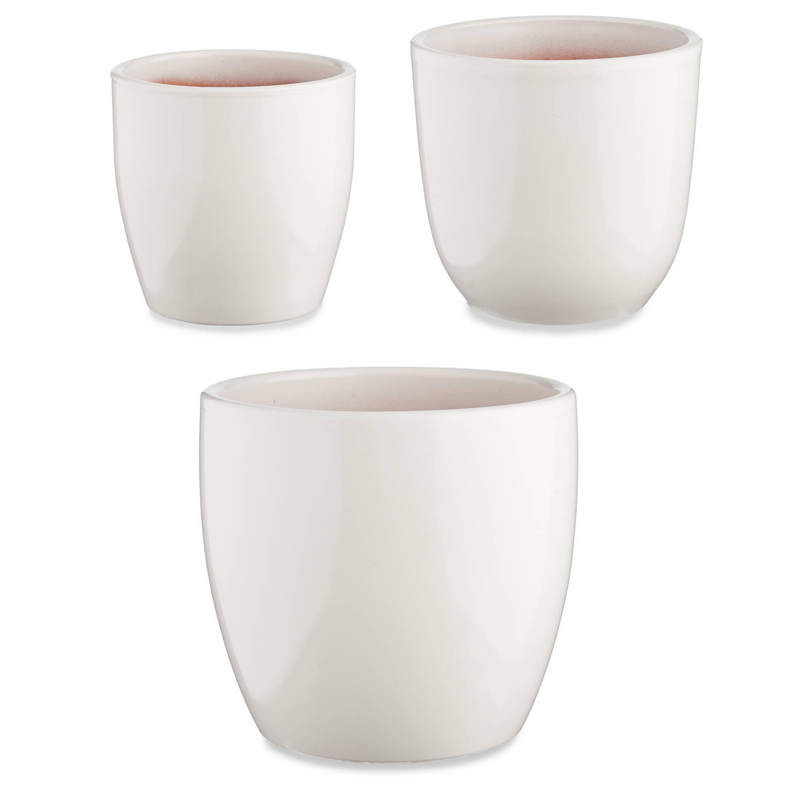 BLUMENTÖPFE Keramik 3er-Set - Weiß, Keramik (23/19cm)