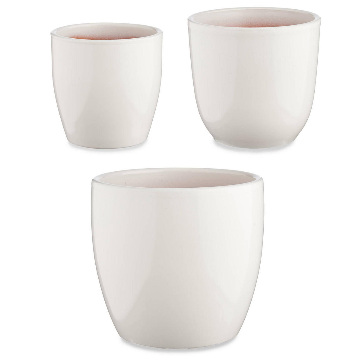 BLUMENTÖPFE Keramik 3er-Set - Weiß, Keramik (23/19cm)
