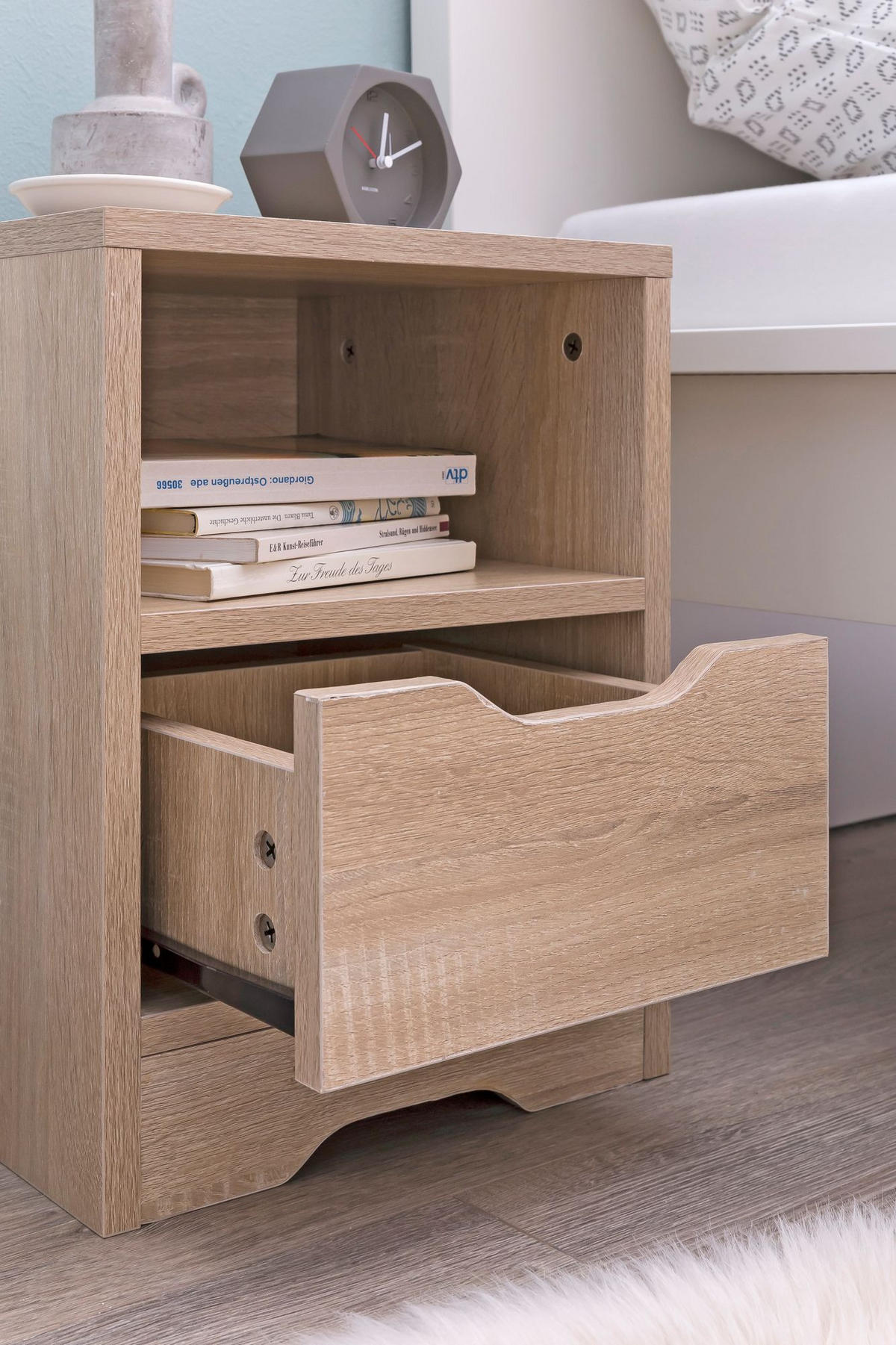 NACHTTISCH Modern Schublade Ablage Kratzfest ILM, Beige 31x31x43 cm - Beige, Holz (31/43/31cm) - KADIMA DESIGN